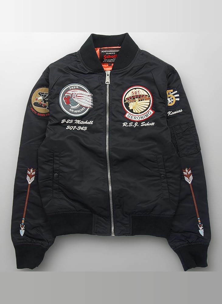 ■Schott ショット ナイロンフライトジャケットMA-1 メンズ ブラック Schott N.Y.C 【米国モデル・国内正規品】Schott ショット MA-1